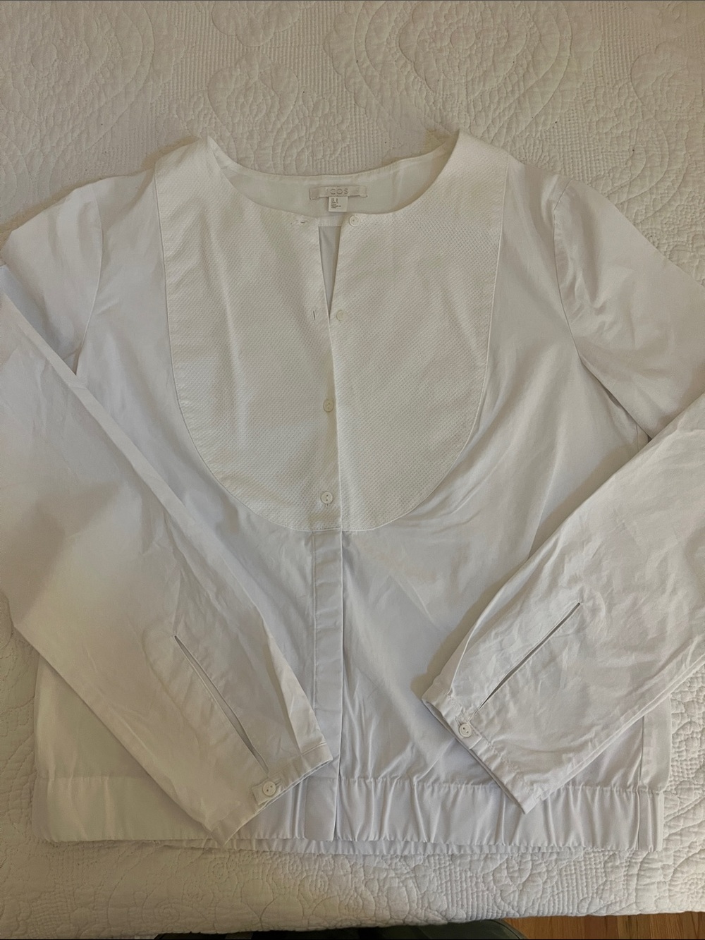 Cos White Women's Button-Front shirt with Bib Detail 8